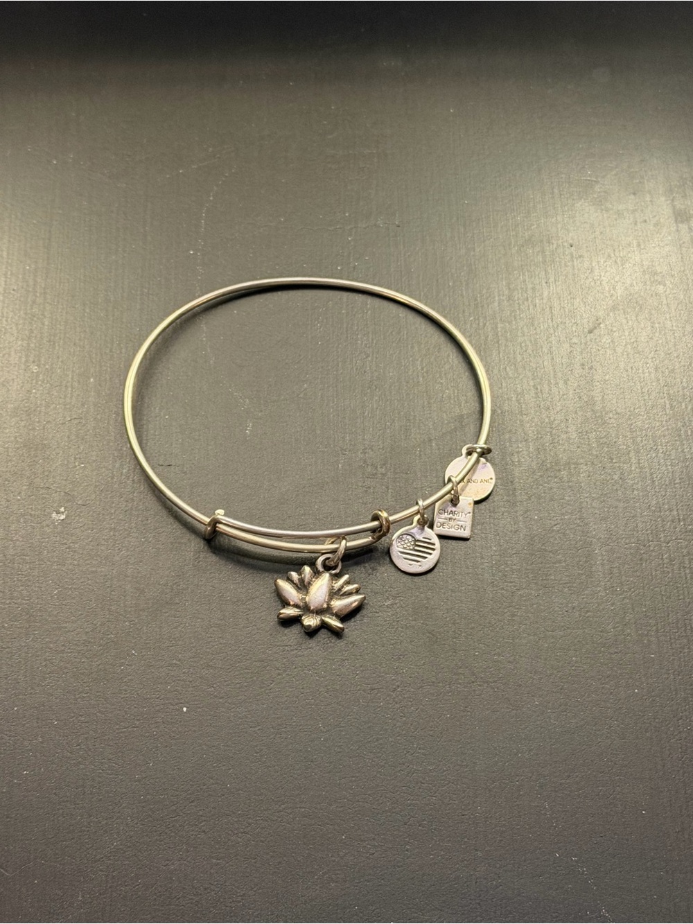 Alex and Ani Silver Lotus Charm Bangle